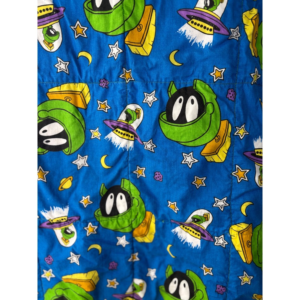 Marvin the Martian Looney Tunes Handmade Quilt Reversible Robot Space Blanket - Picture 10 of 14